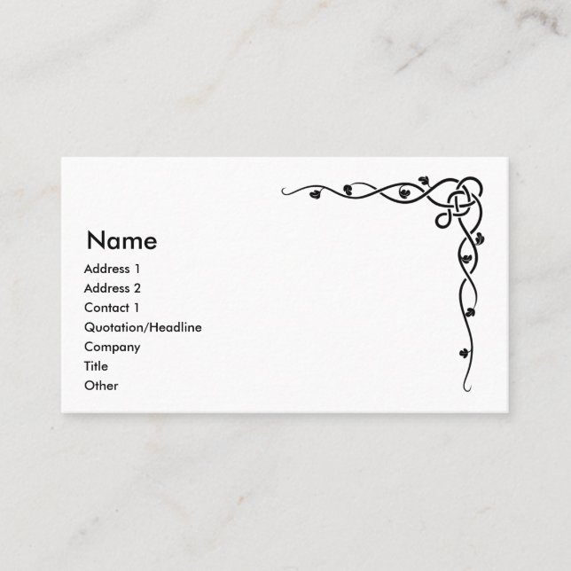 Celtic Vine Business Cards Design 2 (Front)