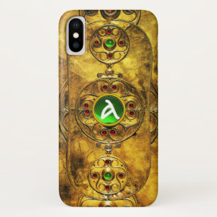 CELTIC WARRIOR SHIELD EMERALD RUBY GEM  MONOGRAM iPhone X CASE