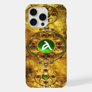 CELTIC WARRIOR SHIELD EMERALD RUBY GEM MONOGRAM iPhone 15 PRO MAX CASE