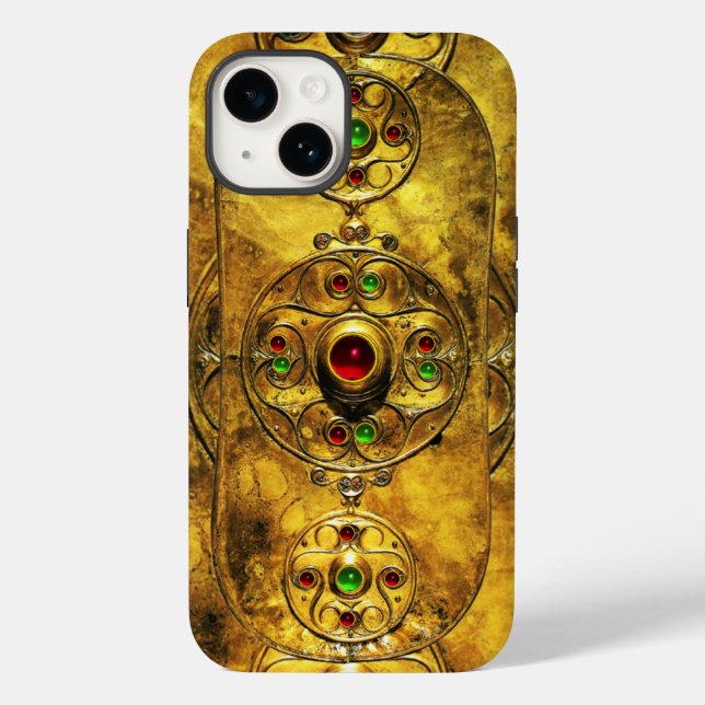 CELTIC WARRIOR SHIELD EMERALD RUBY GEM STONES Case-Mate iPhone CASE (Back)