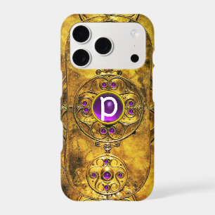 CELTIC WARRIOR SHIELD PURPLE AMETHYST GEM MONOGRAM