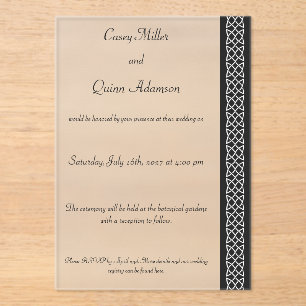 Celtic Weave Hearts in Black Acrylic Wedding Invitations