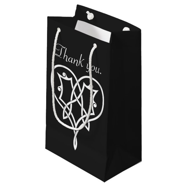 Celtic Weave Hearts in Black Gift Bag (Front Angled)