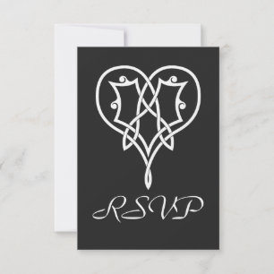 Celtic Weave Hearts in Black RSVP Card