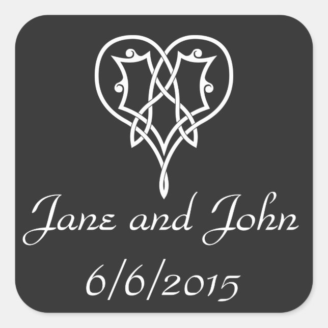 Celtic Weave Hearts in Black Sticker (Front)
