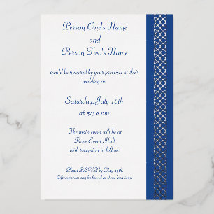Celtic Weave Hearts in Blue Foil Invitation