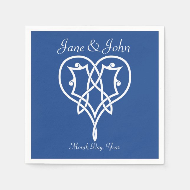 Celtic Weave Hearts in Blue Napkins (Front)