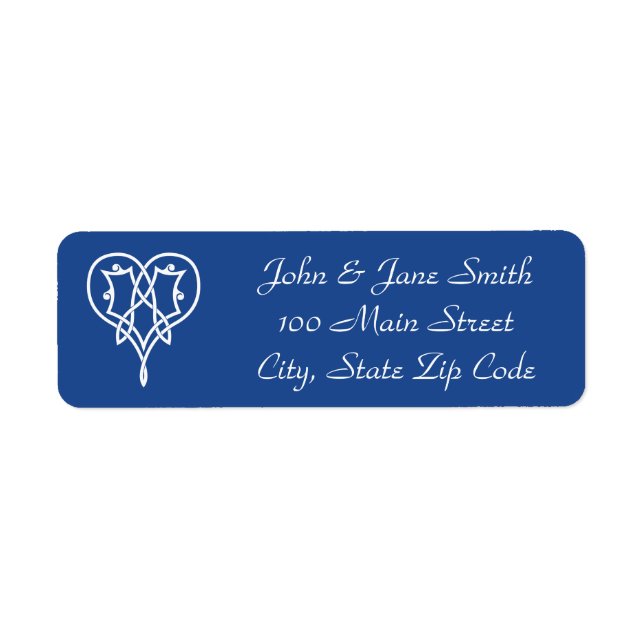 Celtic Weave Hearts in Blue Return Address Label (Front)