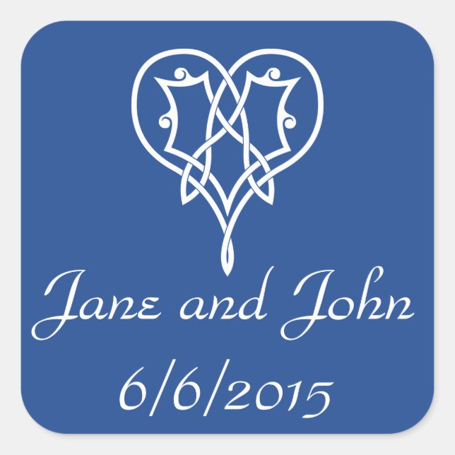 Celtic Weave Hearts in Blue Sticker (Front)