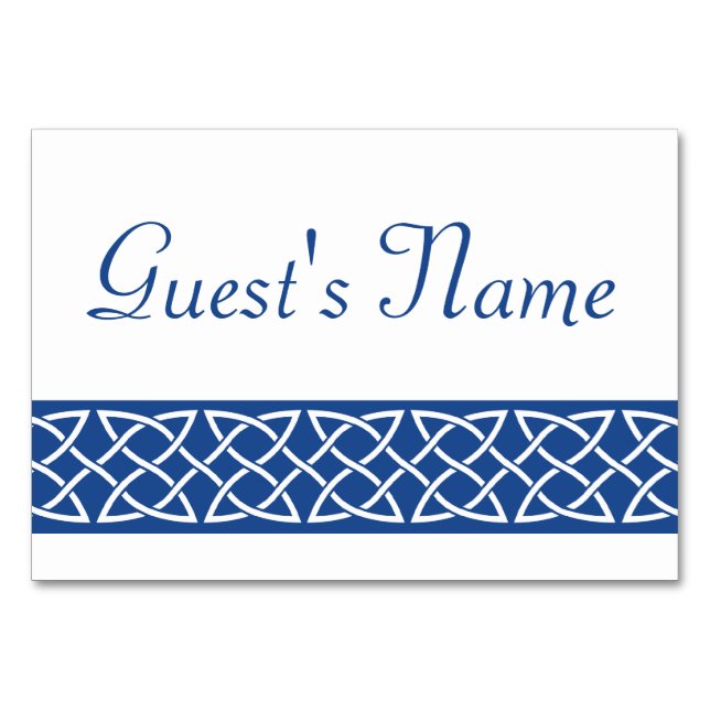 Celtic Weave Hearts in Blue Table Card (Front)