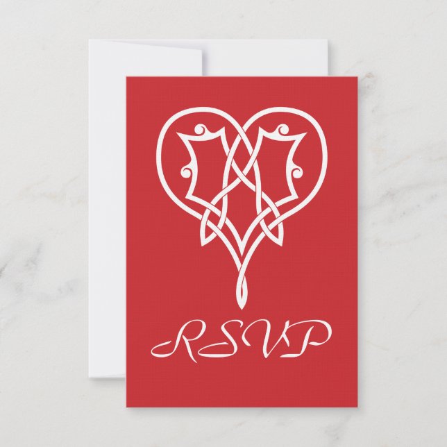 Celtic Weave Hearts in Cherry RSVP Card (Front)