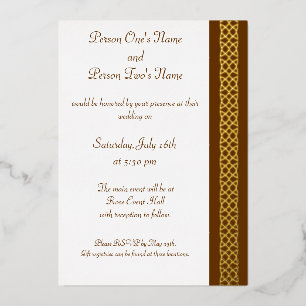 Celtic Weave Hearts in Chocolate Foil Invitation