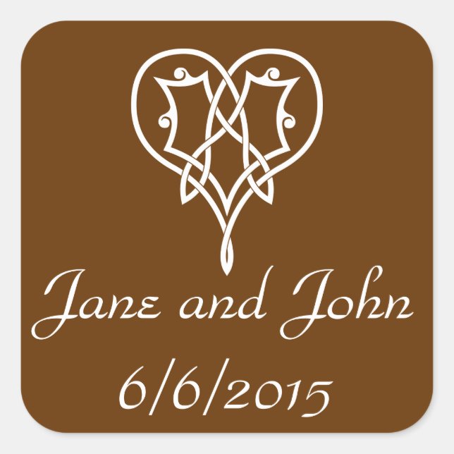 Celtic Weave Hearts in Chocolate Sticker (Front)