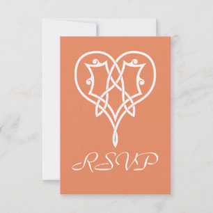 Celtic Weave Hearts in Coral RSVP Card