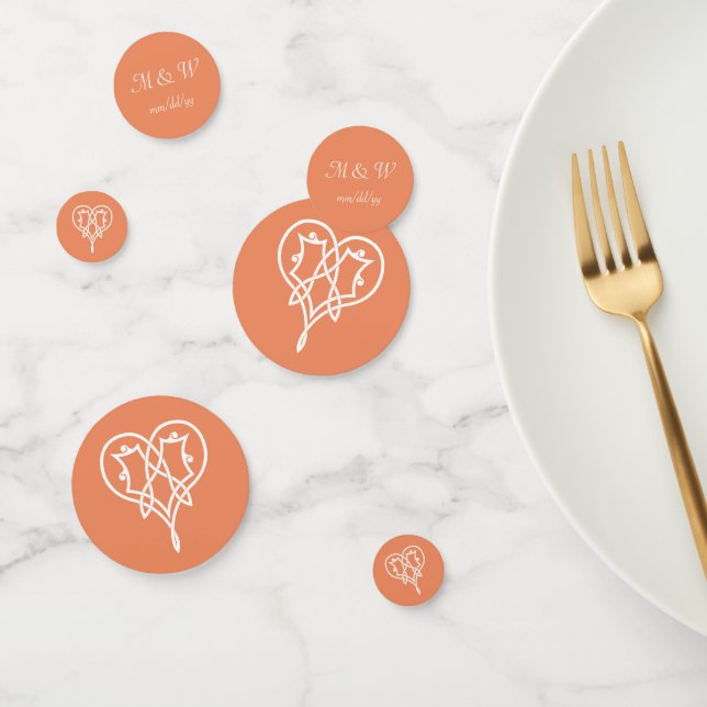 Celtic Weave Hearts in Coral Table Confetti (Group)