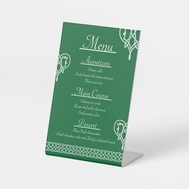 Celtic Weave Hearts in Green Pedestal Sign (Front)