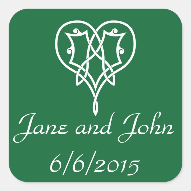 Celtic Weave Hearts in Green Sticker (Front)