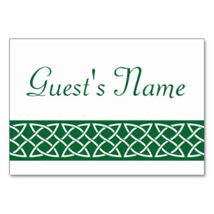 Celtic Weave Hearts in Green Table Card