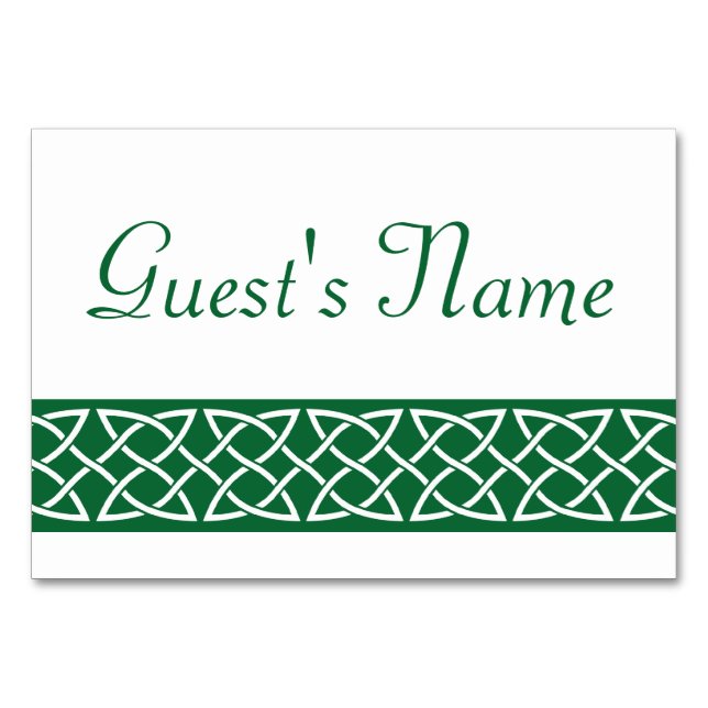 Celtic Weave Hearts in Green Table Card (Front)