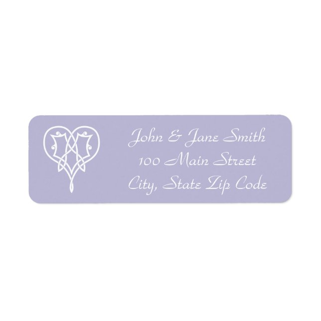 Celtic Weave Hearts in Lavender Address Label (Front)