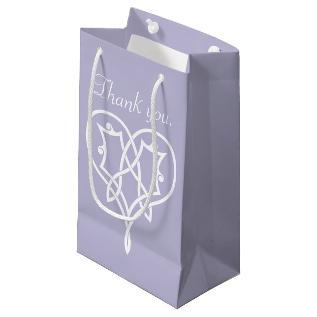 Celtic Weave Hearts in Lavender Gift Bag (Front Angled)