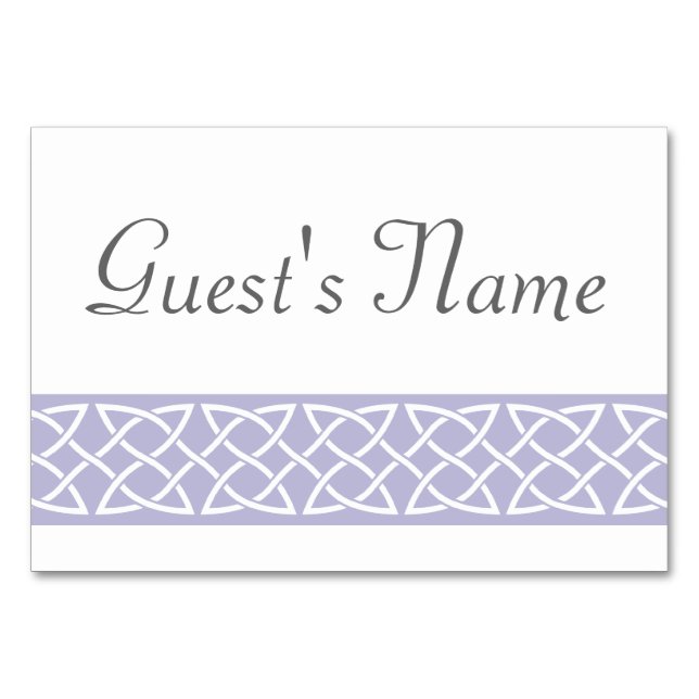 Celtic Weave Hearts in Lavender Table Card (Front)
