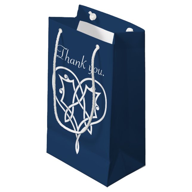 Celtic Weave Hearts in Navy Gift Bag (Front Angled)