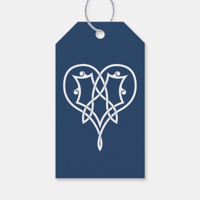 Celtic Weave Hearts in Navy Gift Tag (Front)