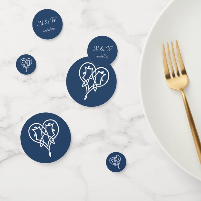 Celtic Weave Hearts in Navy Table Confetti (Group)