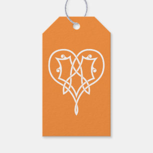 Celtic Weave Hearts in Orange Gift Tag