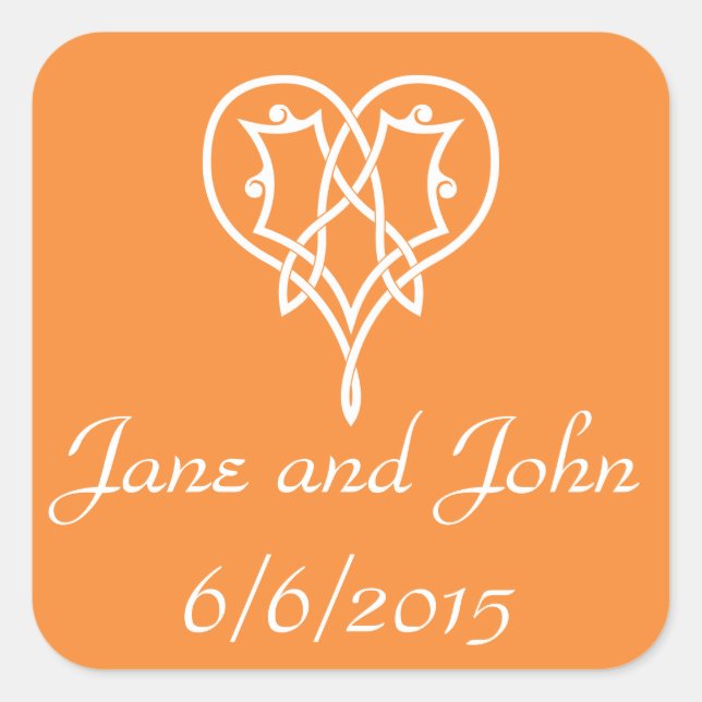 Celtic Weave Hearts in Orange Sticker (Front)