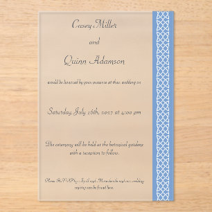 Celtic Weave Hearts in Periwinkle Acrylic Wedding  Invitations