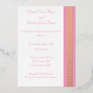 Celtic Weave Hearts in Petal Pink Foil Invitation