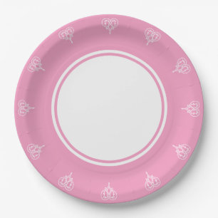 Celtic Weave Hearts in Petal Pink Paper Plate
