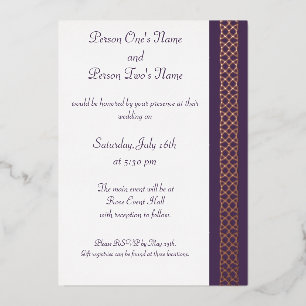 Celtic Weave Hearts in Purple Foil Invitation