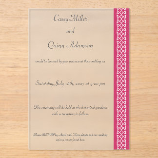 Celtic Weave Hearts in Raspberry Acrylic Wedding Invitations