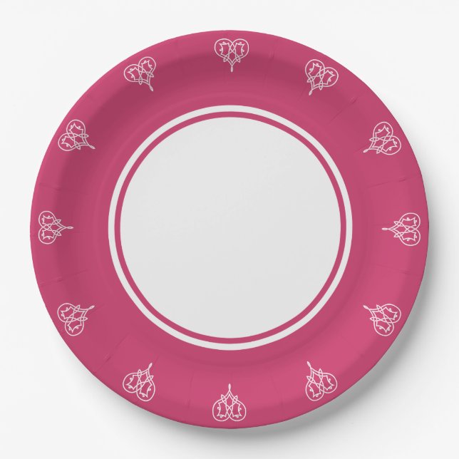 Celtic Weave Hearts in Raspberry Paper Plate (Front)