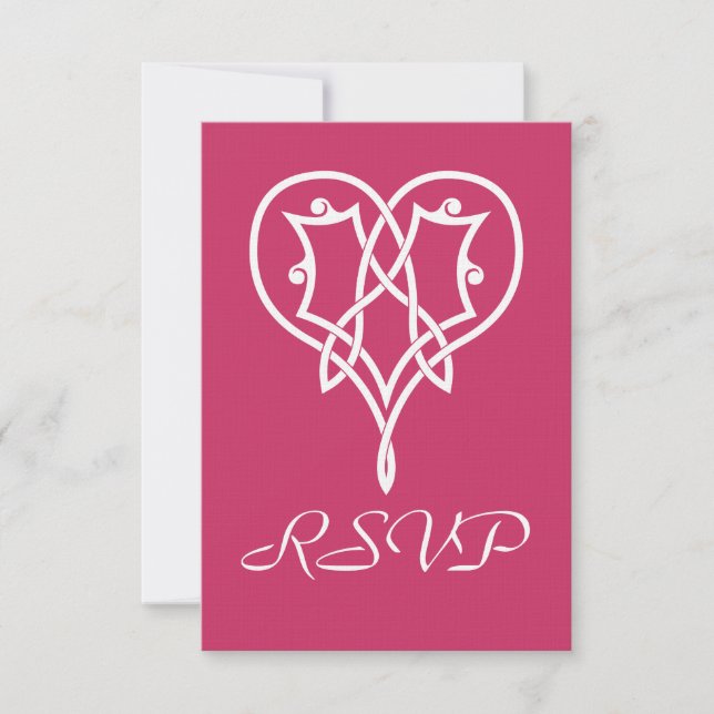 Celtic Weave Hearts in Raspberry RSVP Card (Front)