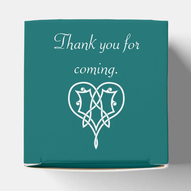 Celtic Weave Hearts in Teal Favour Box (Top)