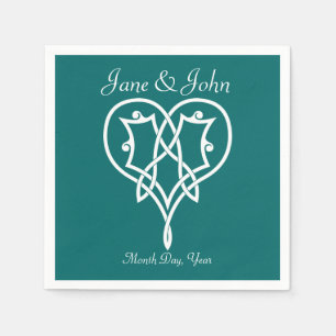 Celtic Weave Hearts in Teal Napkins