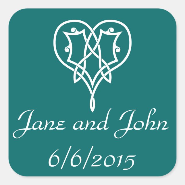 Celtic Weave Hearts in Teal Sticker (Front)