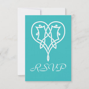 Celtic Weave Hearts in Turquoise RSVP Card