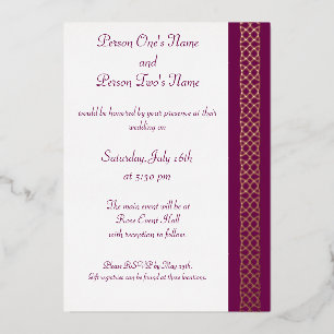 Celtic Weave Hearts in Wine Foil Invitation