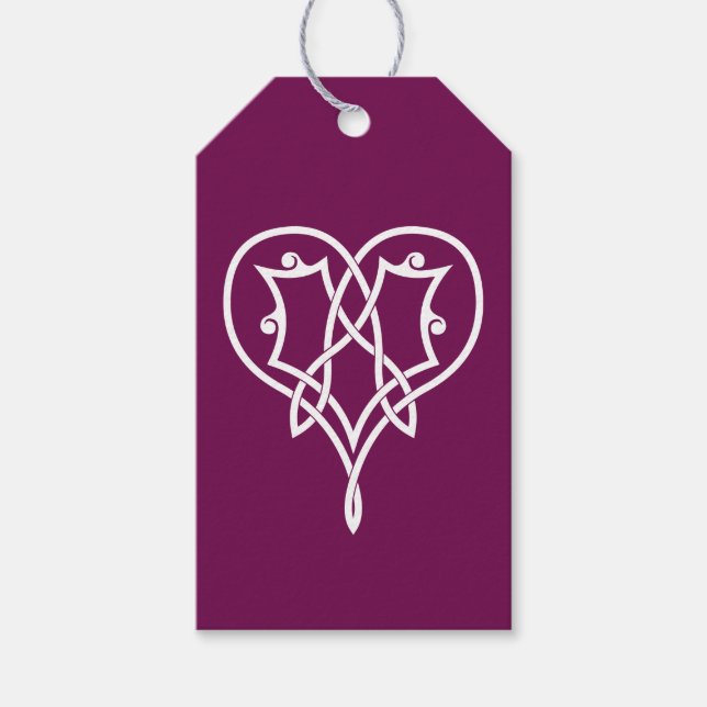 Celtic Weave Hearts in Wine Gift Tag (Front)