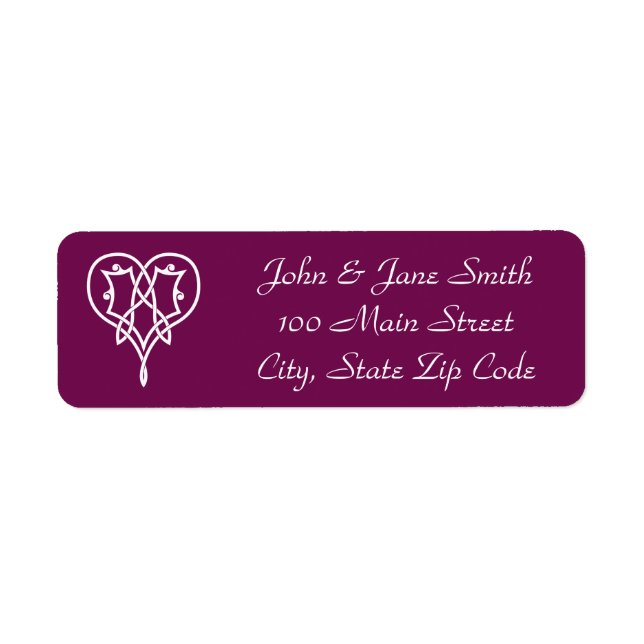 Celtic Weave Hearts in Wine Return Address Label (Front)