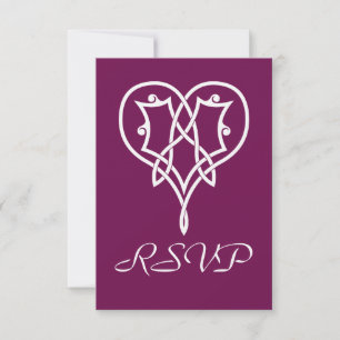 Celtic Weave Hearts in Wine RSVP Card