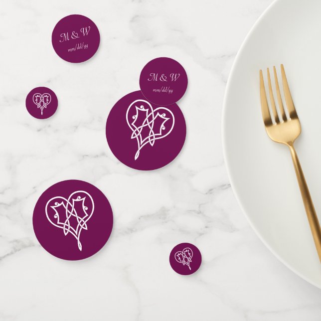 Celtic Weave Hearts in Wine Table Confetti (Group)