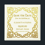 Celtic Wedding Faux Gold Celtic Knot Save the date Magnet<br><div class="desc">Elegant Celtic Wedding Faux Gold Celtic Knot Design on Ivory . This is a template ready for you to add your wedding details to . If you would like to change the background colour or the font click customise further at the end of the template .</div>