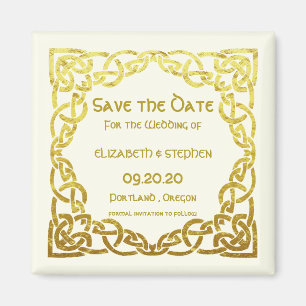 Celtic Wedding Faux Gold Celtic Knot Save the date Magnet