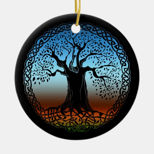 Celtic Wisdom Tree (Earth Version) Ceramic Tree Decoration (Front)